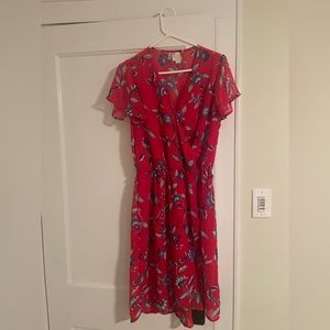 Flowy red dress above the knee size L